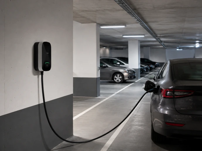 Cargador de coche eléctrico en garaje comunitario